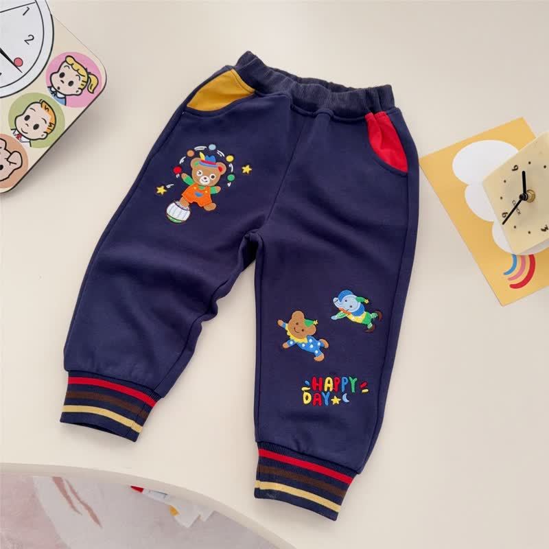 HAPPY DAY Toddler Bear Patch Contrast Pocket Jogger Pants - Navy - 6-7T - image 3