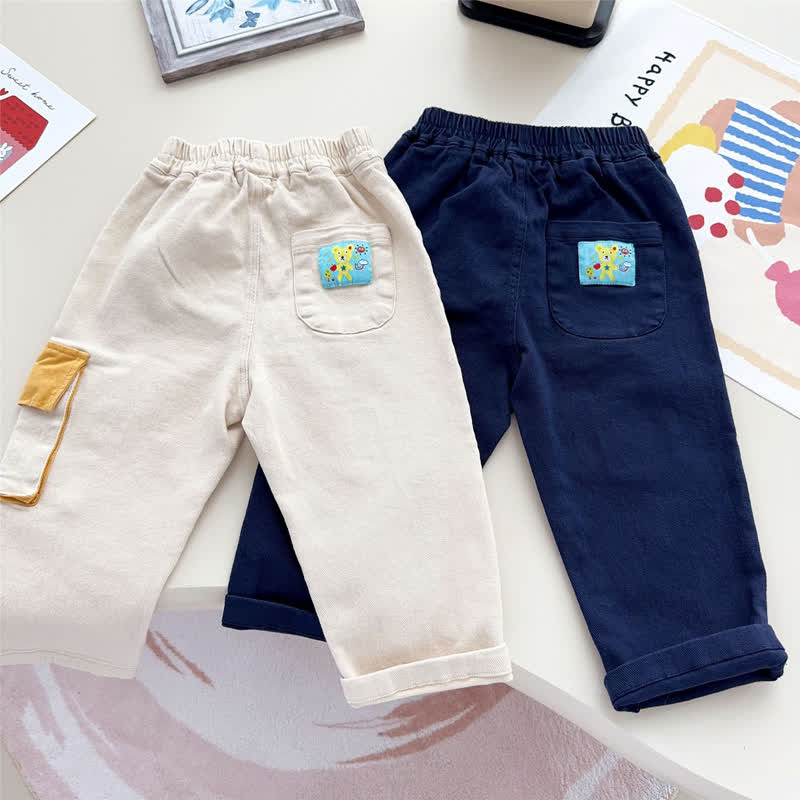 Toddler Cartoon Patch Elastic Waist Cargo Pants - image 4