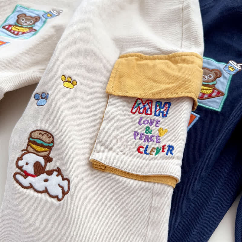 Toddler Cartoon Patch Elastic Waist Cargo Pants - image 6