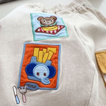 Toddler Cartoon Patch Elastic Waist Cargo Pants - image 7