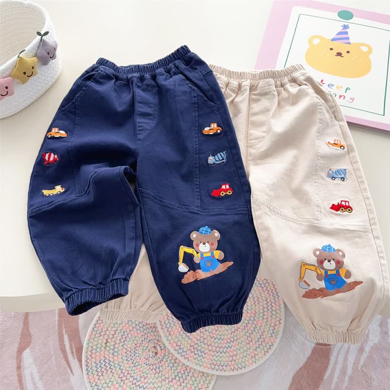 Toddler Bear and Truck Patch Casual Pants - image 1