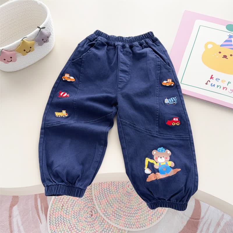 Toddler Bear and Truck Patch Casual Pants - Navy - 6-7T - image 3