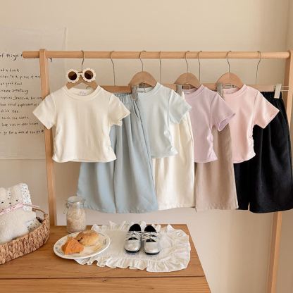 Toddler Kid Girls Ribbed Tee and Pants 2-piece Set - image 1