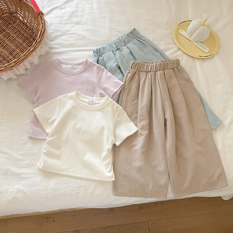 Toddler Kid Girls Ribbed Tee and Pants 2-piece Set - image 7