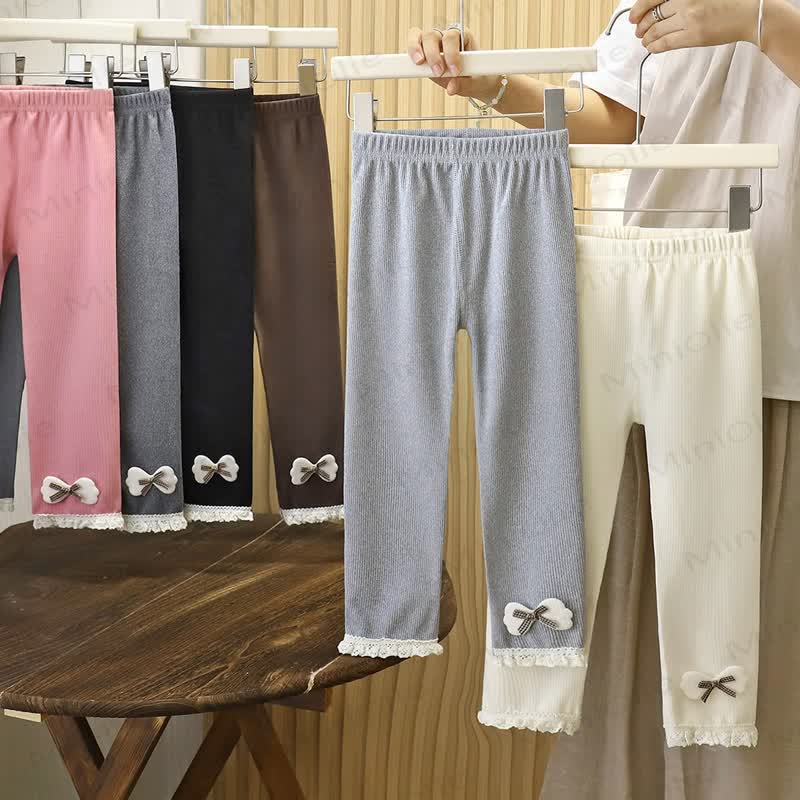 Toddler Girl Soft Ribbed Bow Leggings - image 1