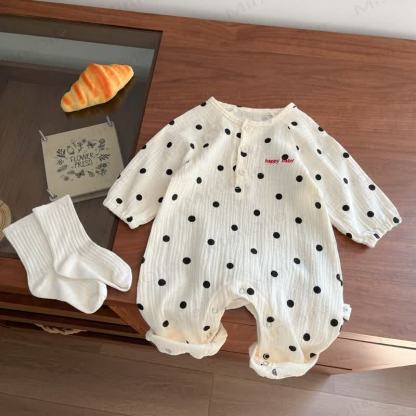 HAPPY BABY Polka Dot Romper - White - 18-24M - image 1