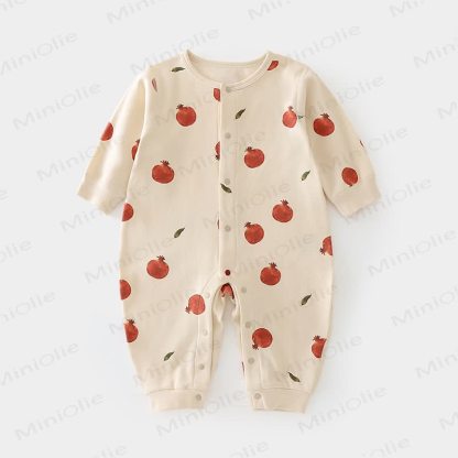 Baby Mushroom Print Soft Cotton Snap Romper - Beige Pomegranate - 18-24M - image 7