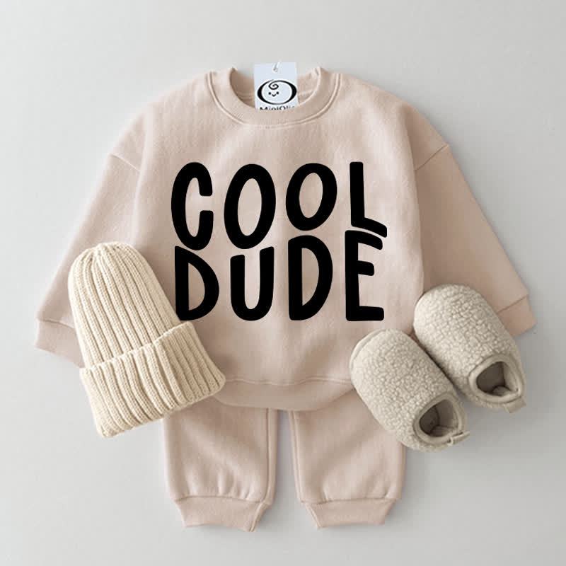 COOL DUDE Baby Beige Sweatshirt 2-piece Set - Beige - 2-3T - image 1