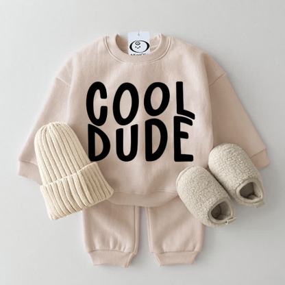 COOL DUDE Baby Beige Sweatshirt 2-piece Set - Beige - 2-3T - image 1