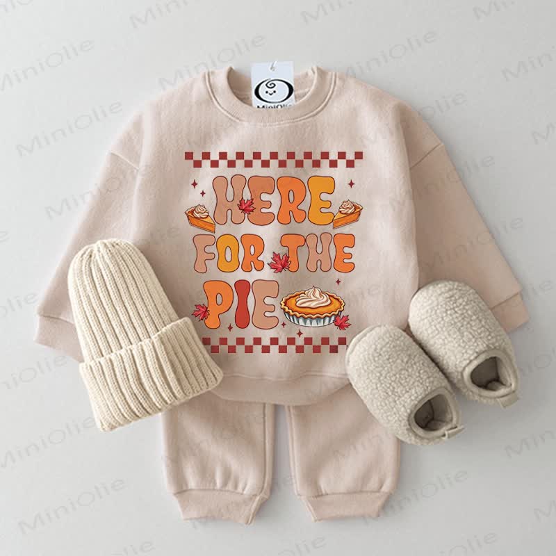 HERE FOR THE PIE Baby Sweatshirt 2-piece Set - Beige - 2-3T - image 1