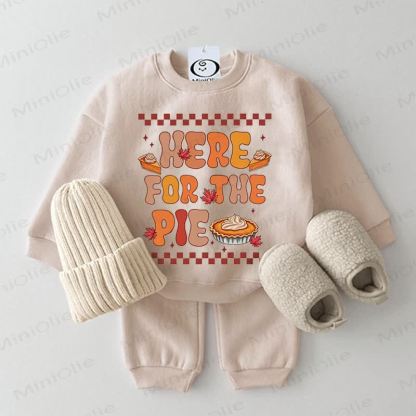 HERE FOR THE PIE Baby Sweatshirt 2-piece Set - Beige - 2-3T - image 1