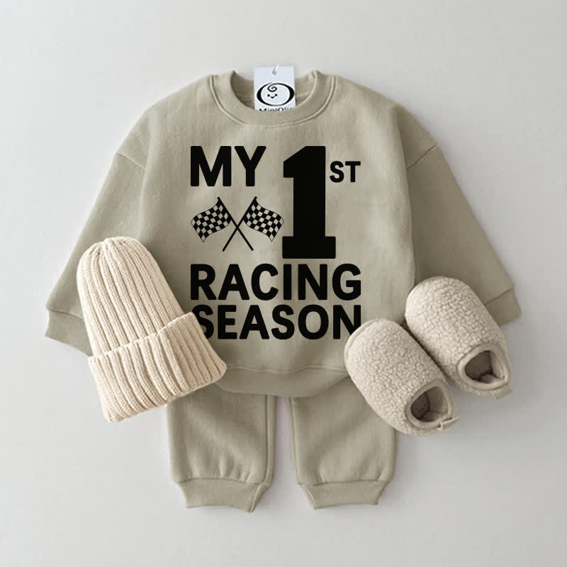 MY 1ST RACING SEASON Baby Grey Green Sweatshirt 2-piece Set - Grey Green - 2-3T - image 1