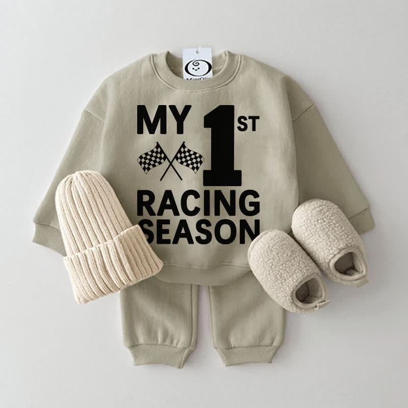 MY 1ST RACING SEASON Baby Grey Green Sweatshirt 2-piece Set - Grey Green - 2-3T - image 1