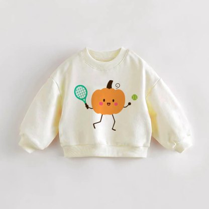 Baby Toddler Pumpkin and Tennis Cream Sweatshirt - Cream - 3-5T - image 1
