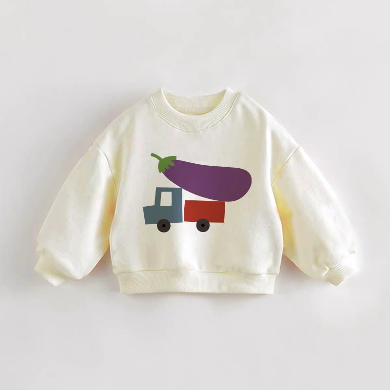 Baby Toddler Truck and Eggplant Cream Sweatshirt - Cream - 3-5T - image 1