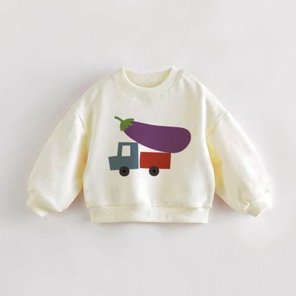Baby Toddler Truck and Eggplant Cream Sweatshirt - Cream - 3-5T - image 1