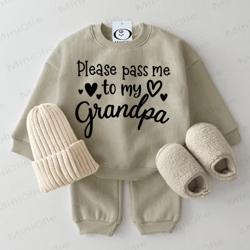 PLEASE PASS ME TO MY GRANDPA Baby Grey Green 2-piece Set - Grey Green - 2-3T - image 1