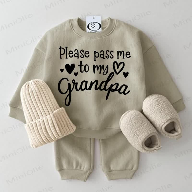 PLEASE PASS ME TO MY GRANDPA Baby Grey Green 2-piece Set - Grey Green - 2-3T - image 1