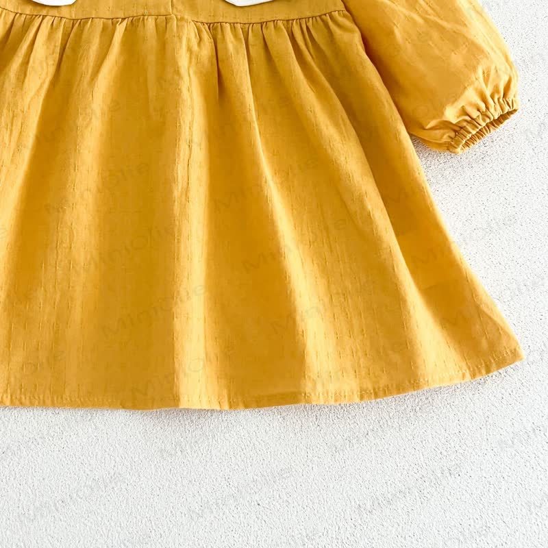 Little Girl Vintage Embroidered Collar Long Sleeve Dress - image 11
