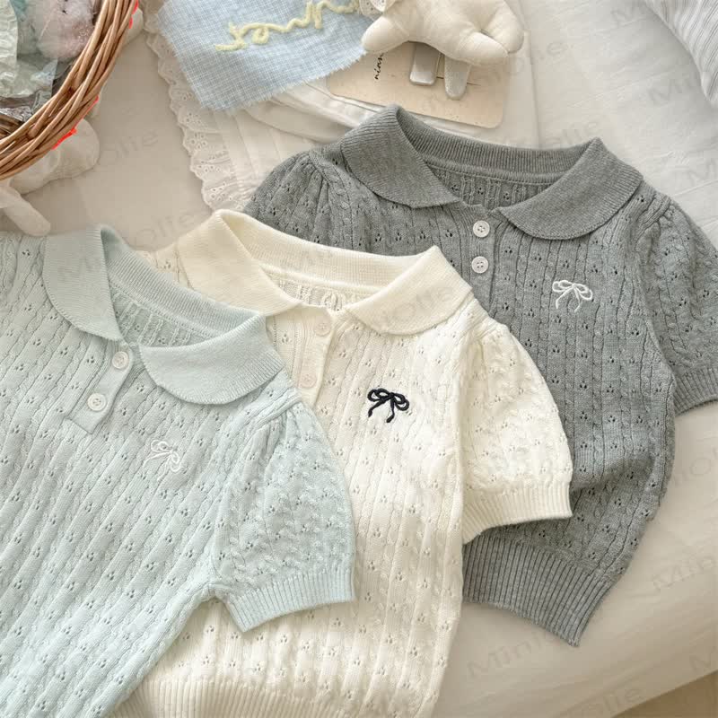 Toddler Girl Bow Knit T-Shirt - image 2