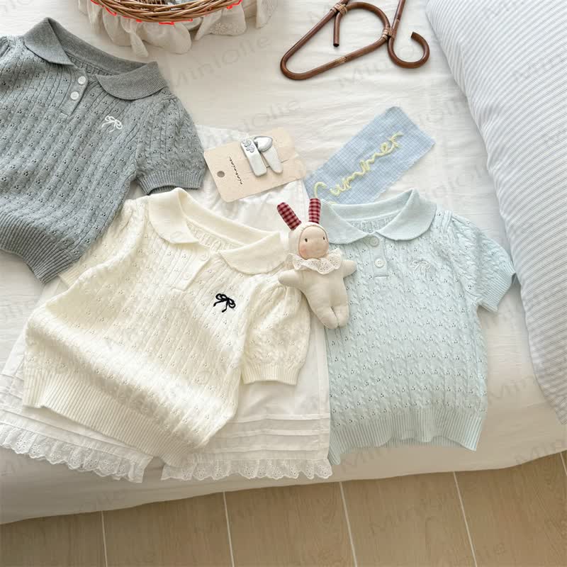 Toddler Girl Bow Knit T-Shirt - image 3