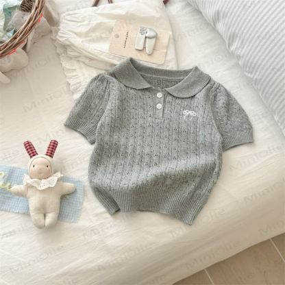 Toddler Girl Bow Knit T-Shirt - Gray - 8-9T - image 7