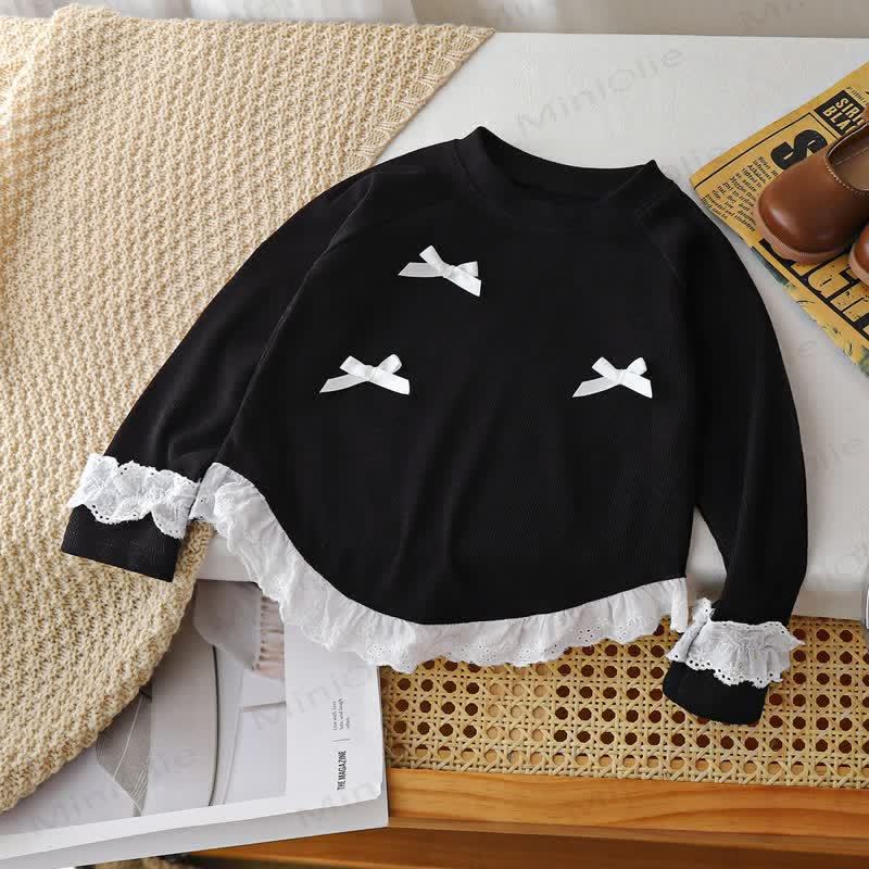 Toddler Girl Sweet Bow Lace Long Sleeve Tee - image 4