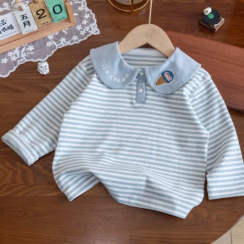 ICE CREAM Toddler Girl Striped Long Sleeve T-Shirt - Blue - 8-9T - image 4