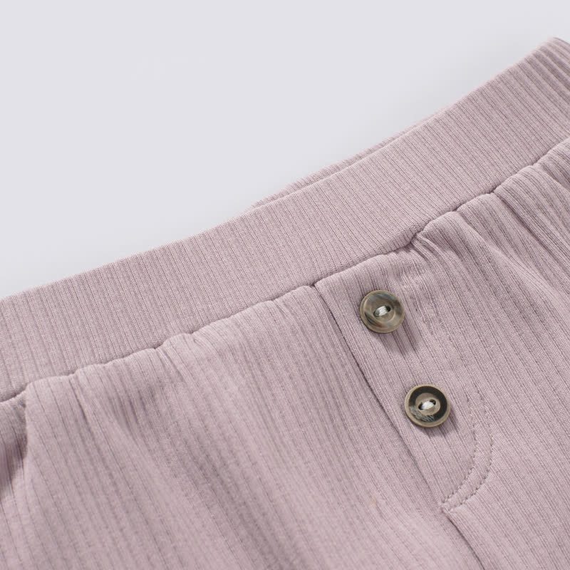 Baby Solid Color Ribbed Tee and Shorts 2-piece Pyjama Set - image 11