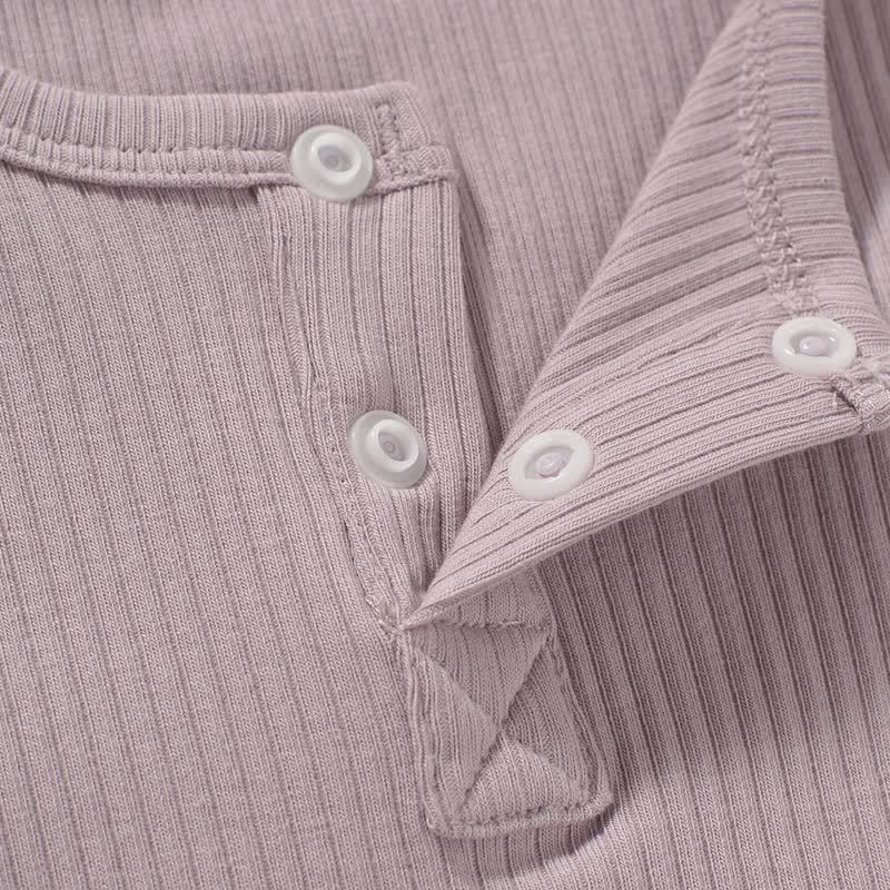 Baby Solid Color Ribbed Tee and Shorts 2-piece Pyjama Set - image 10