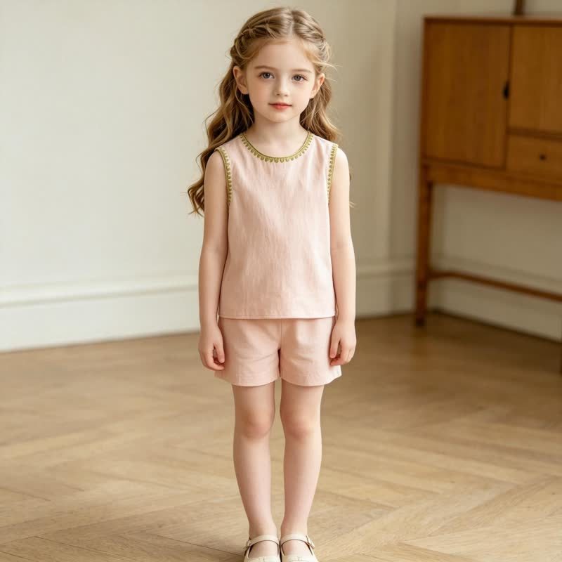 Toddler Girl Pink Sleeveless Top and Shorts 2-piece Set - image 4