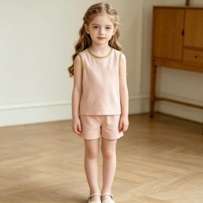 Toddler Girl Pink Sleeveless Top and Shorts 2-piece Set - image 4