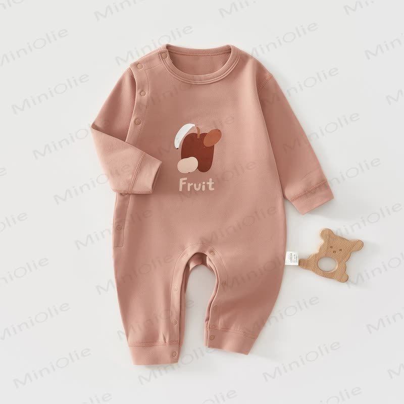 Baby Cotton Cartoon Print Long Sleeve Romper - Pink Apple - 18-24M - image 5