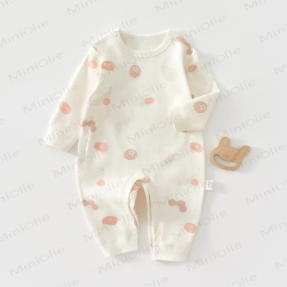 Baby Cotton Cartoon Print Long Sleeve Romper - Beige Fruit - 18-24M - image 6