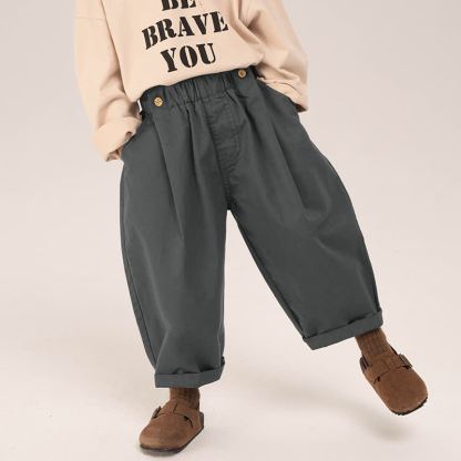 Toddler Boys Solid Color Relaxed Rolled Cuff Wide Leg Pants - image 1