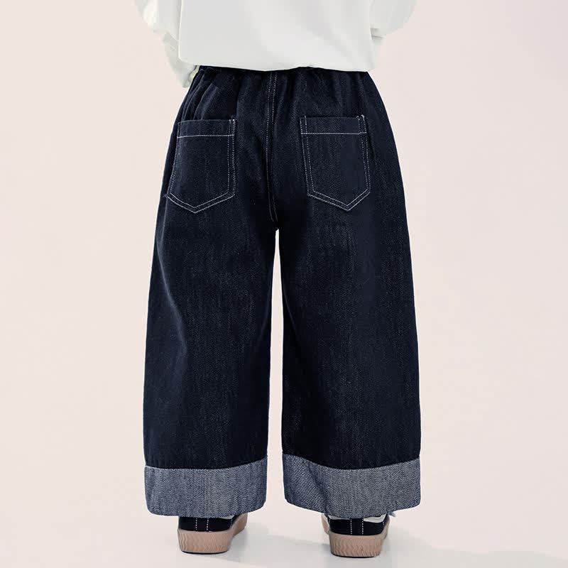 Toddler Girl Animal Embroidered Wide Leg Denim Pants - image 3