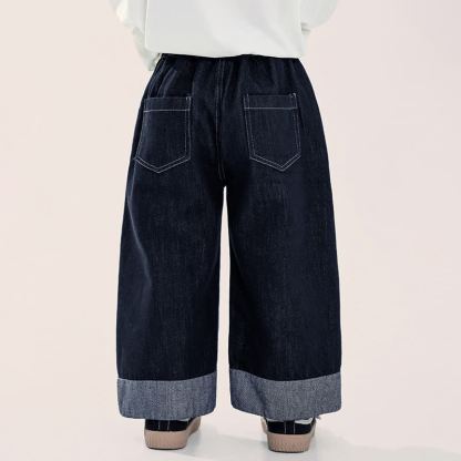 Toddler Girl Animal Embroidered Wide Leg Denim Pants - image 3