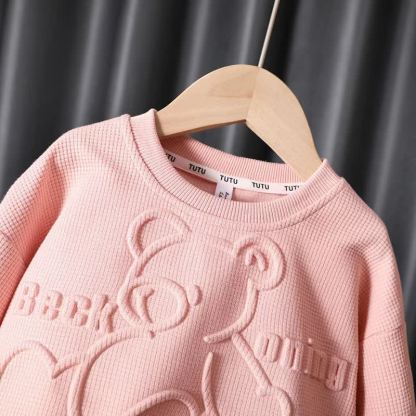 Toddler Girl Bear/Flower Print Sweatshirt and Jogger 2-piece Set - image 6