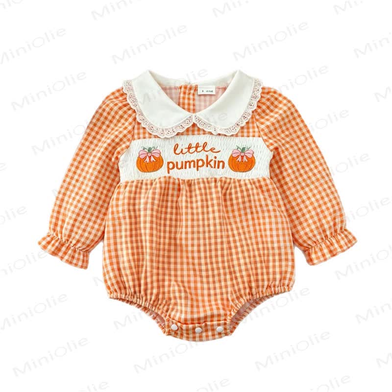 LITTLE PUMPKIN Baby Orange Gingham Smocked Bodysuit - image 8
