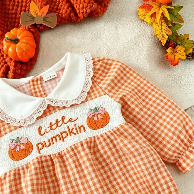 LITTLE PUMPKIN Baby Orange Gingham Smocked Bodysuit - image 4