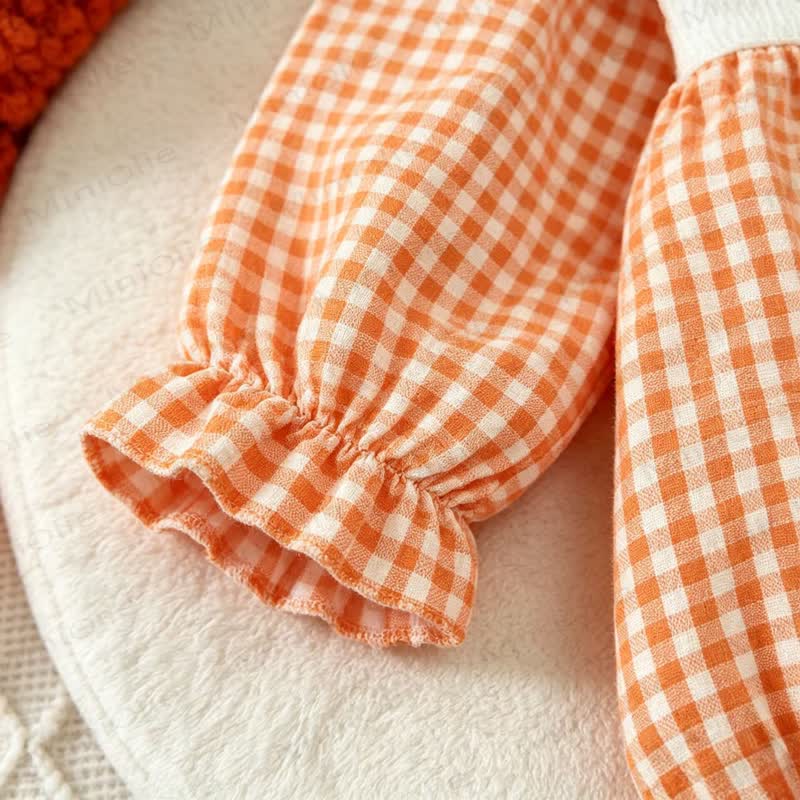 LITTLE PUMPKIN Baby Orange Gingham Smocked Bodysuit - image 6