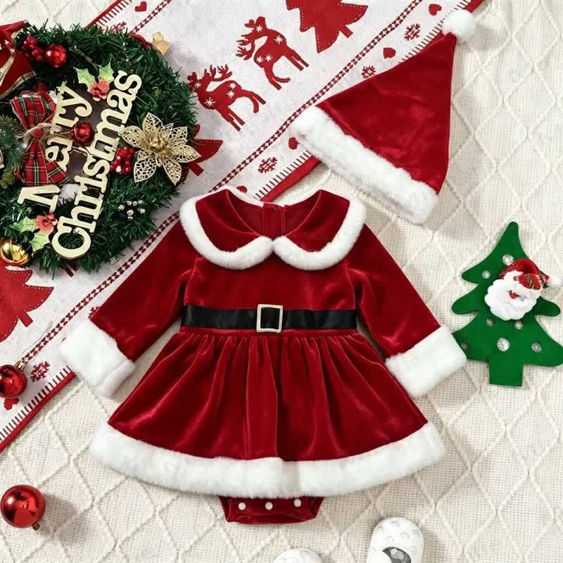 Baby Velvet Skirted Bodysuit with Hat - Red - 18-24M - image 1