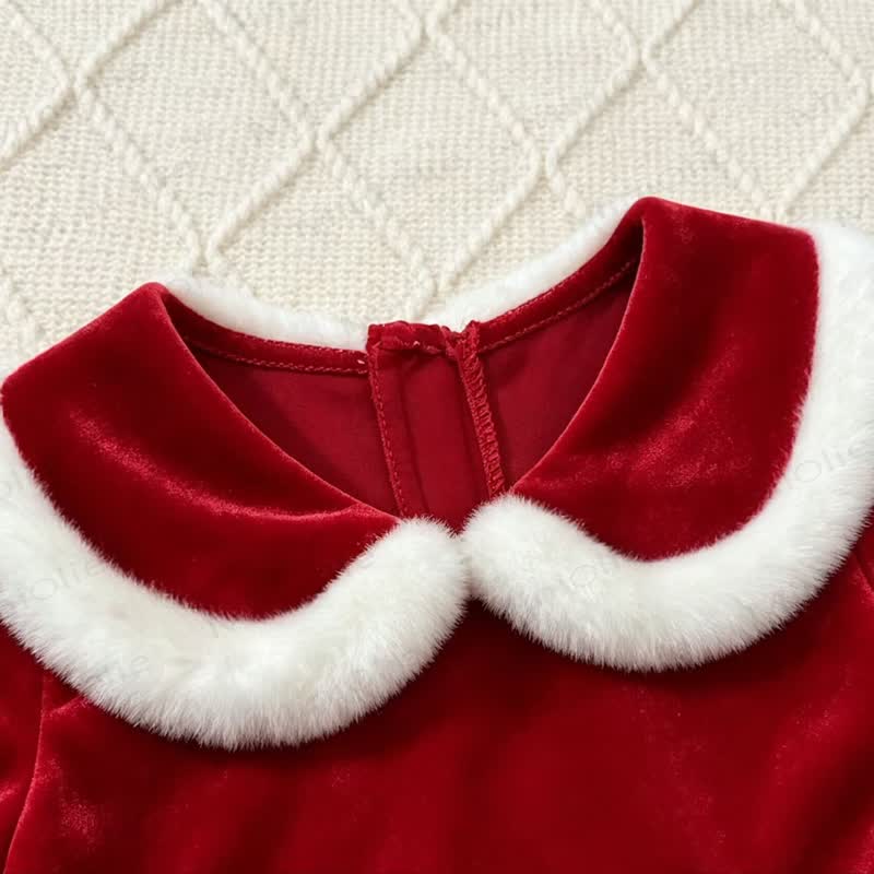 Baby Velvet Skirted Bodysuit with Hat - image 3