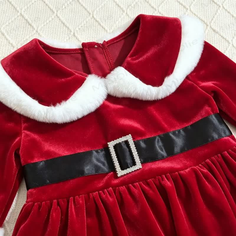 Baby Velvet Skirted Bodysuit with Hat - image 4
