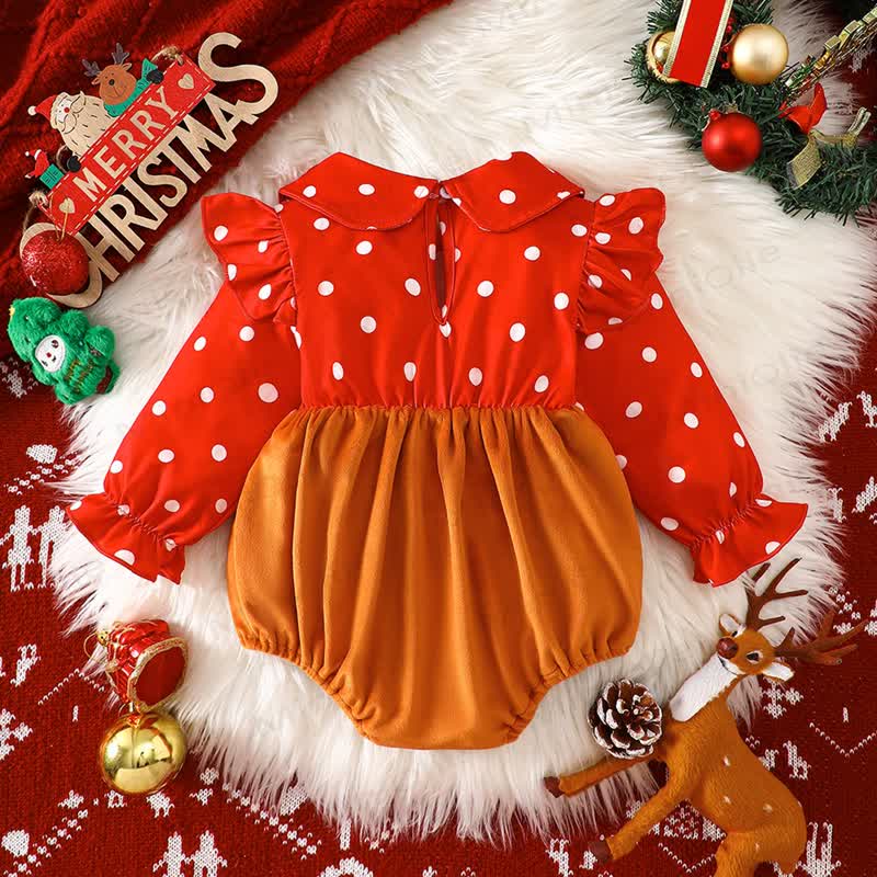 Baby Christmas Reindeer Dot Bodysuit - image 2