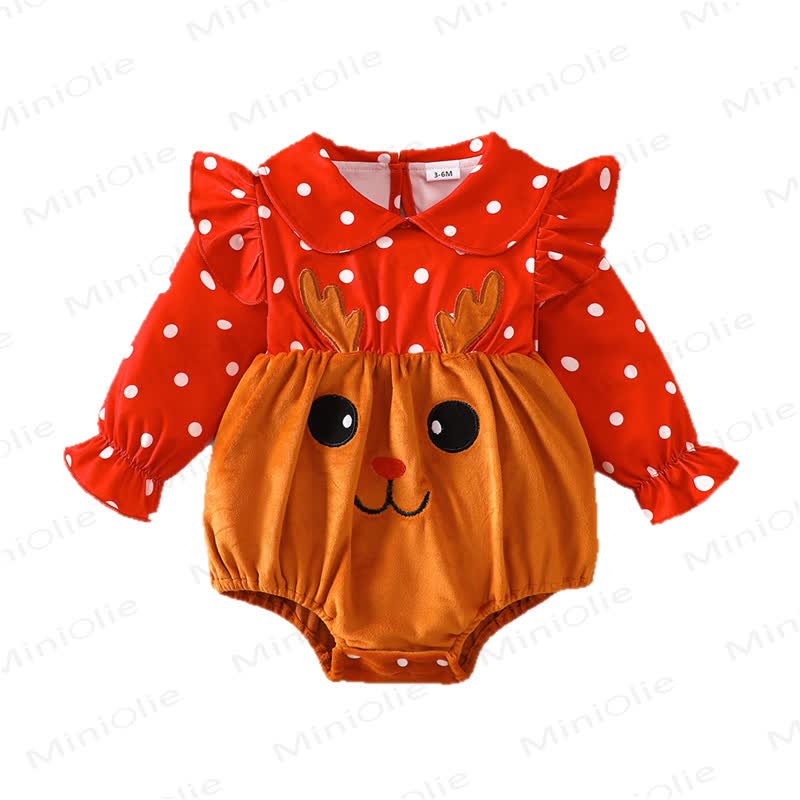 Baby Christmas Reindeer Dot Bodysuit - image 10