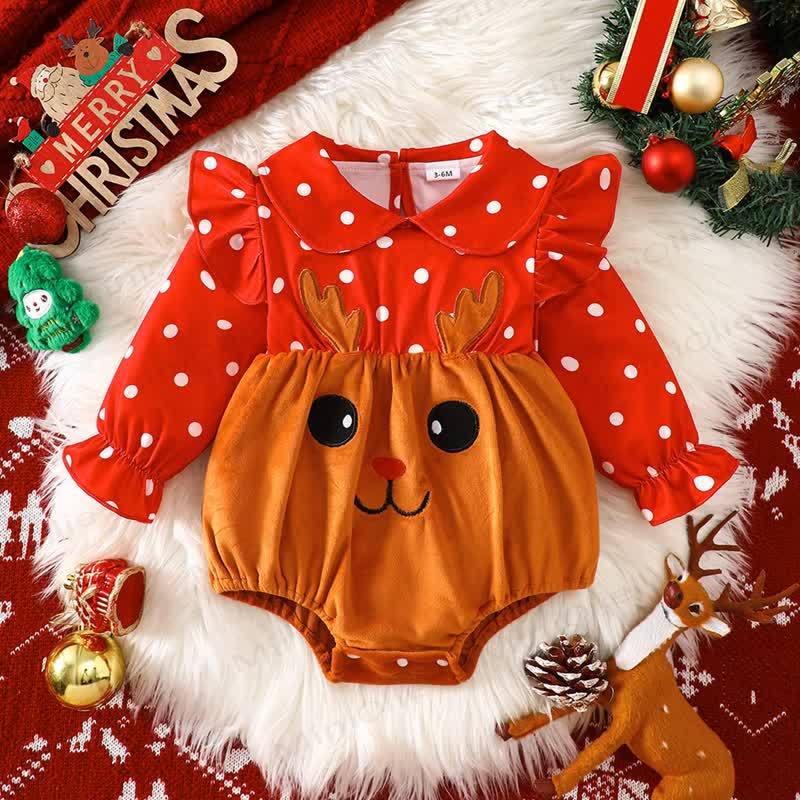 Baby Christmas Reindeer Dot Bodysuit - Red - 18-24M - image 1