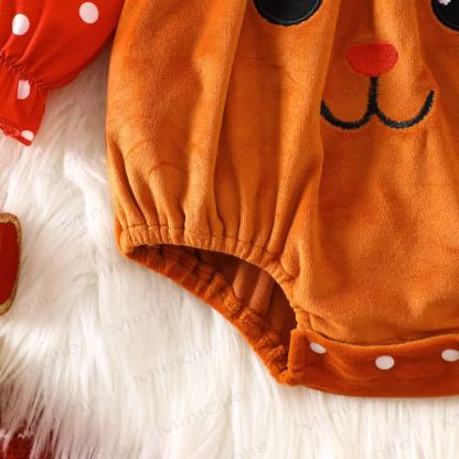 Baby Christmas Reindeer Dot Bodysuit - image 9