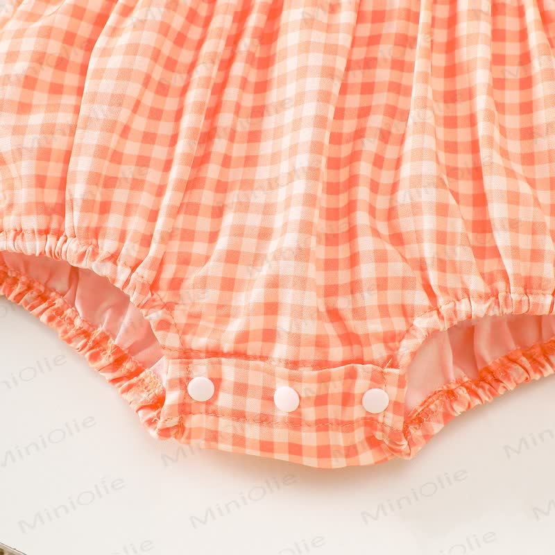 Baby Pumpkin Gingham Smocked Ruffle Collar Bodysuit - image 7