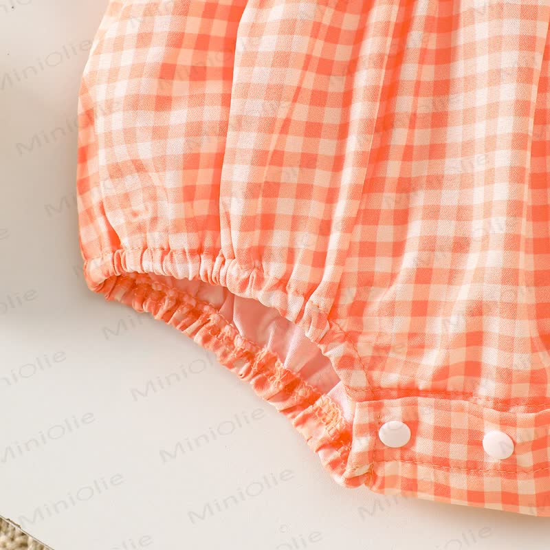 Baby Pumpkin Gingham Smocked Ruffle Collar Bodysuit - image 8